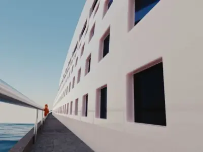 Ship in the ocean 3D model