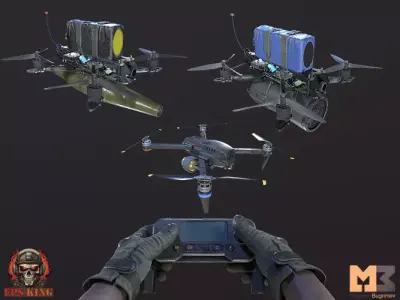 Military Drones Low-poly 3D model