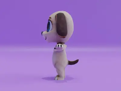 Cute Puppy Character T-Pose dog Free low-poly 3D model