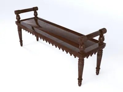 REGENCY OAK HALL BENCH 3D model