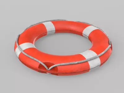 Retro Life Buoy Low Poly Low-poly 3D model