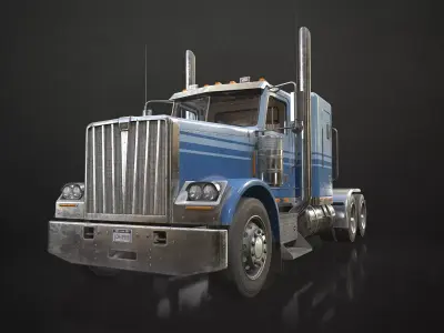 Flat Top Semi Truck Low-poly 3D model