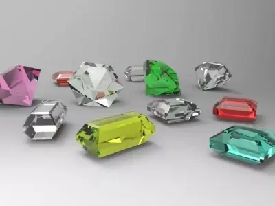 Diamonds different colored crystals Free 3D model