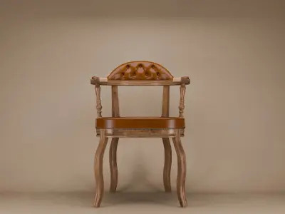 Retro Chesterfield Chair 3D Model Vintage Leather Furniture 3D model