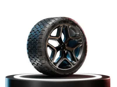 High-Detail Realistic Wheel Concept Design 4K Textures  3D model Low-poly 3D model V1