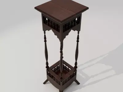 Antique Wooden Side Showpiece Stand 3D model