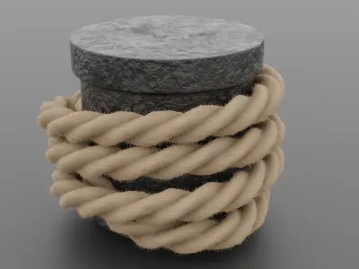 Rope around Mooring Post Low-poly 3D model