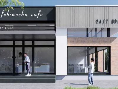 Cafe restaurants Low-poly 3D model