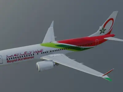 Royal Air Maroc Boeing 737 Max 8 low poly 3D Model  Low-poly 3D model