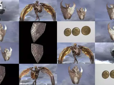 Shield sculpture Grand wall Collection 3D Model Pack