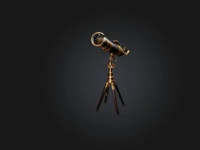 Antique Telescope Low-poly 3D model