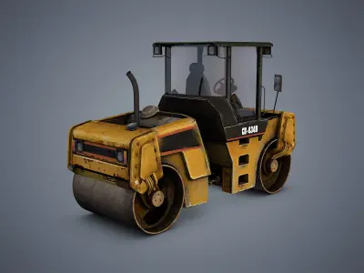 Asphalt Road Roller Low-poly 3D model