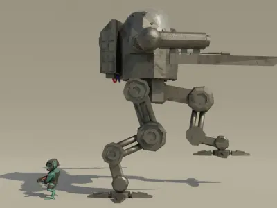 Alien Mech Suit and Alien Soldier Low-poly 3D model