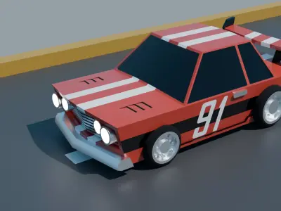 Chibi Race Car Low Poly 3D Model Low-poly 3D model