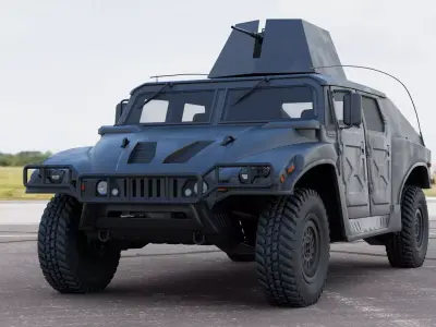 Military Vehicle Humvee Gunner Turret HMMWV Concept Black Color 3D model