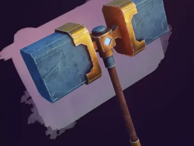 Game ready stylised hammer prop Low-poly 3D model Low-poly 3D model