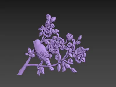 Bird Flowers Relief for CNC 3D model