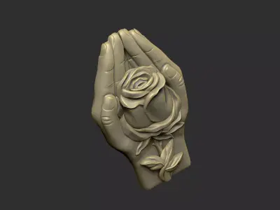 Hands and rose design 3D print model