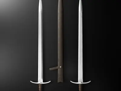 Medieval Sword 02  plus old texture and sheath 3D model