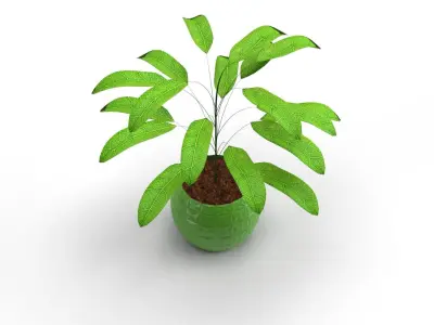 High detailed model of a plant with vase 3D model
