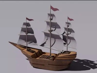 Wooden Boat 3D model 7