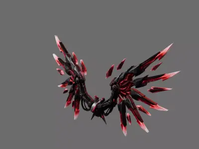 Crimson Shattered Wings 3D Model - Sci-Fi Mech Low-poly 3D model