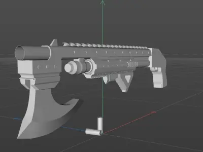 Realistic Axegun gun with axe 3D model