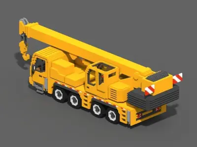 Voxel Crane Truck Low-poly 3D model