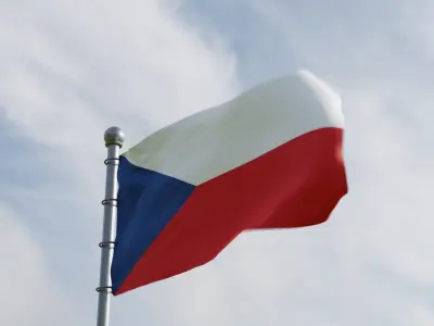 Animated Czech Republic Flags 3D model