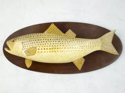 Carved Wood Fish Wall Hung Sculpture 3D model