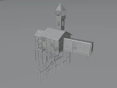 Lik town Low-poly 3D model