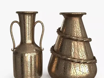 Metal Vase set of 2 3D Model Pack