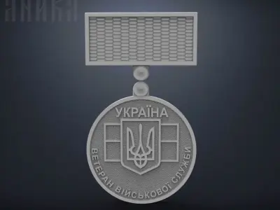 Medal Veteran of military service 3D print model