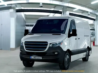 European van sprinter 2020 lo-poly PBR no logos Low-poly 3D model