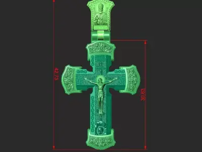 ORTHODOX CROSS WITH THE FACES OF SAINTS  3D print model