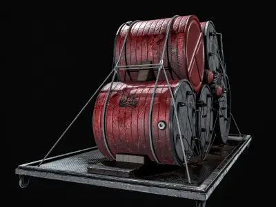  High Explosive Barrel Low-poly 3D model