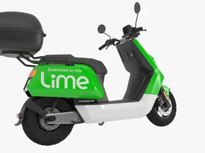 Lime Moped Low-poly 3D model