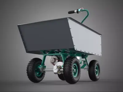 WAREHOUSE WORKSHOP GARAGE ELECTRIC TRANSPORT CART TROLLEY WAGON 3D model