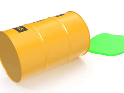 Barrel And Leaking Liquid Low-poly 3D model