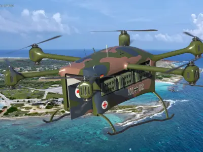 Tactical Medical Transport Quadcopter and Stretcher  purchase 3D model