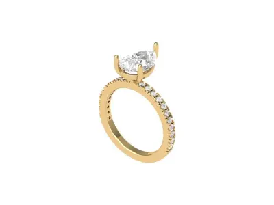 Pear Solitaire Ring 3D print model 4