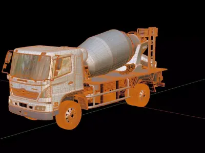 Hino Jumbo Ranger FM 320 Concrete Mixer Rigged BK 3D model