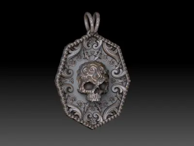 Deco Skull Pendant 3D print model