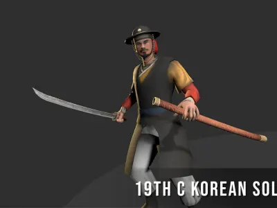 Korean Soldier - 19th Century Low-poly 3D model