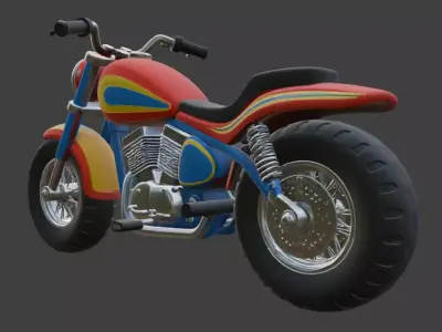 Cartoon Red Chopper Motorcycle 3D Model 3D model shop