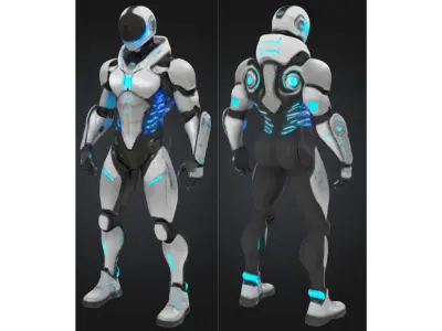 Sci-Fi Robot Warrior Low-poly 3D model