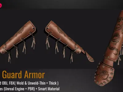 Woman Arm Guard Armor-MD file-OBJ-FBX-4K PBR Textures  3D model