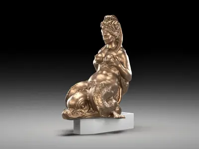 Mermaid bronze Low-poly 3D model