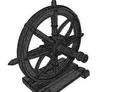Medieval Wooden Spoked Wheel 3D model