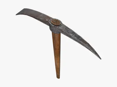 Pickaxe PBR wooden axe Low-poly 3D model